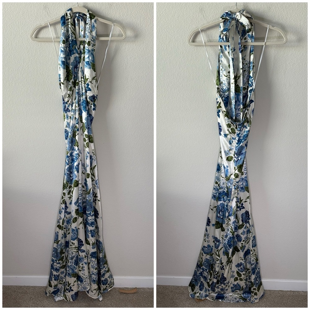 Reformation Blue and Green Floral Halter Maxi Dress - Picture 3 of 8